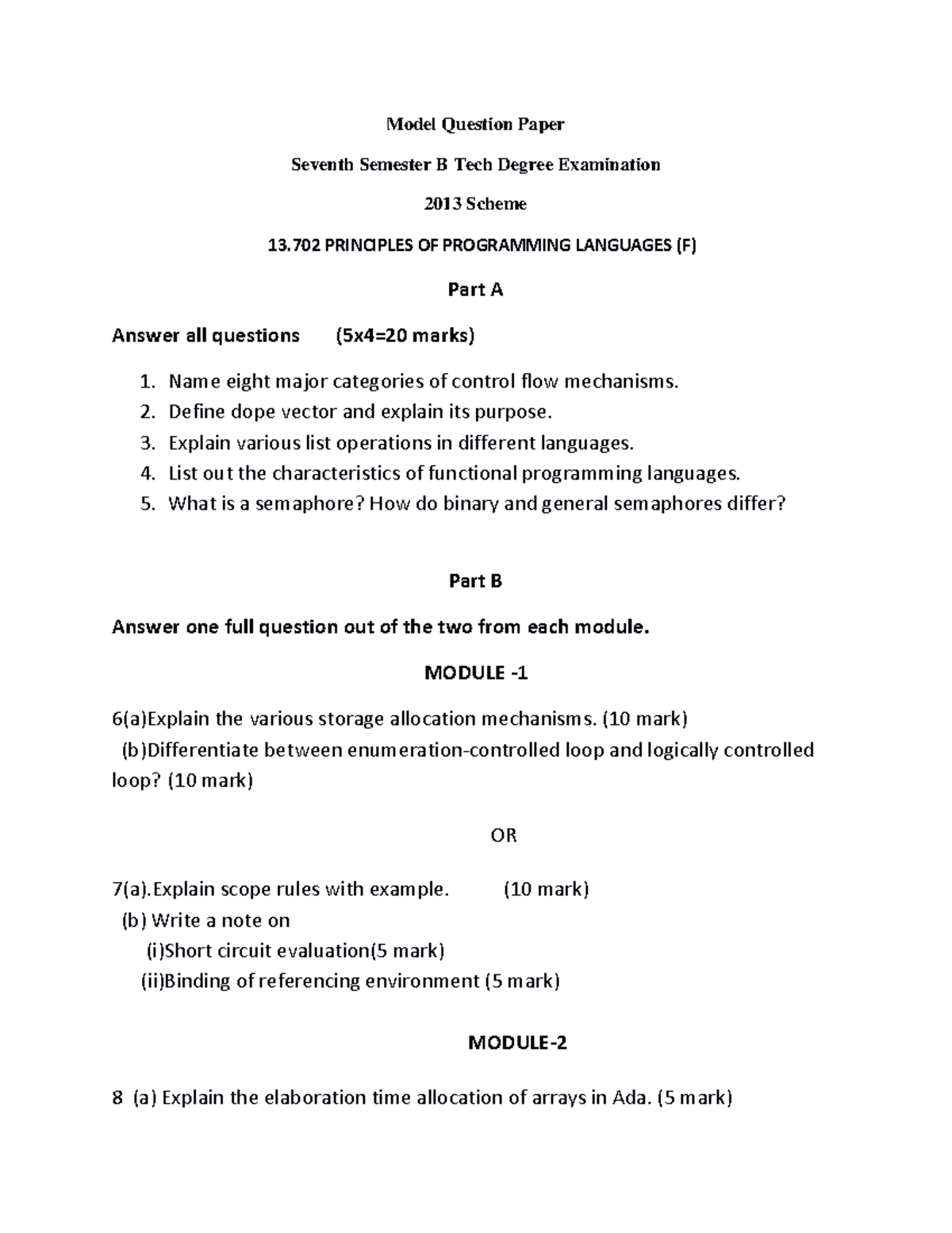 2 principles programming language 1476880771 - Model Question Paper ...