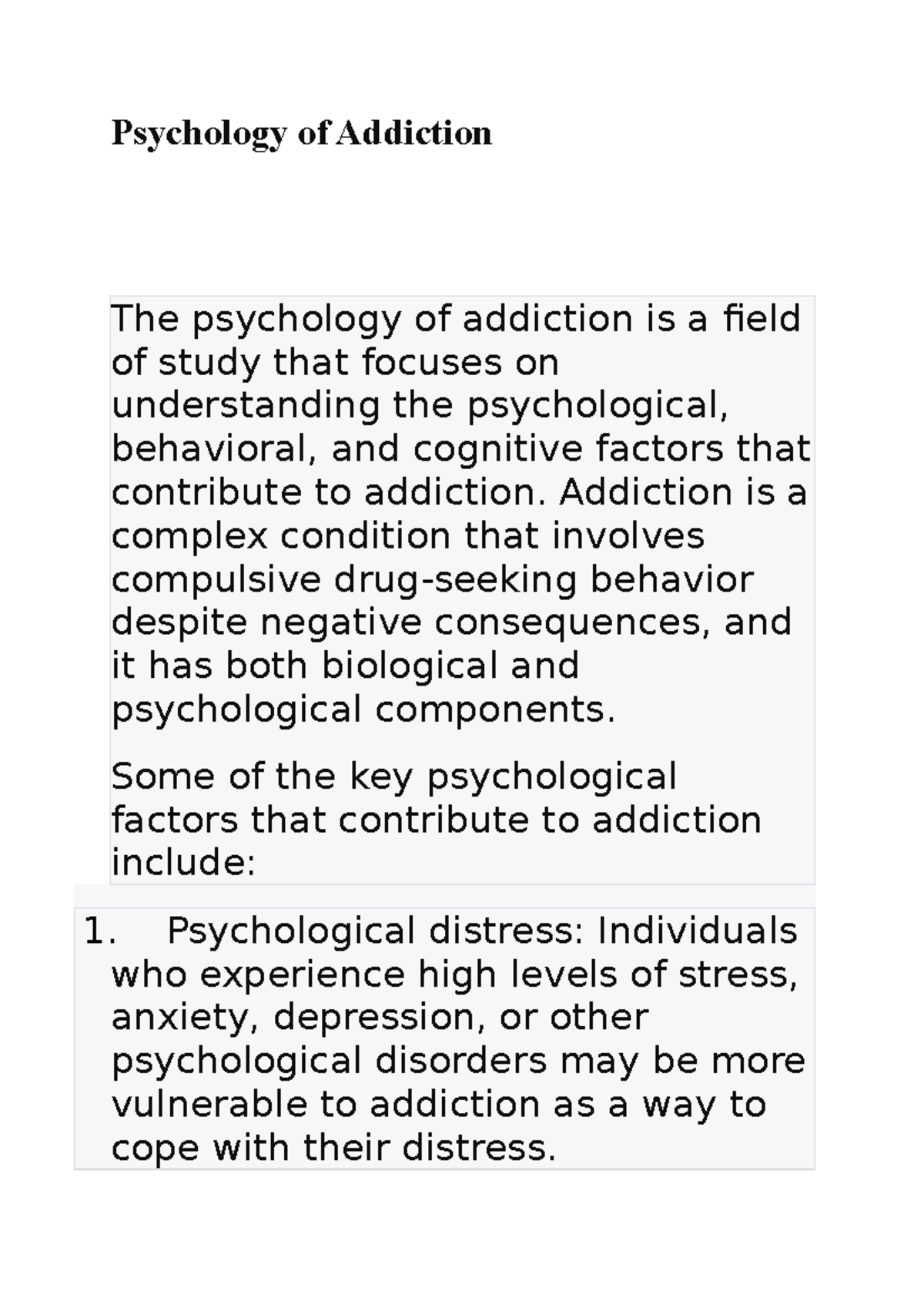 psychology research topics on addiction