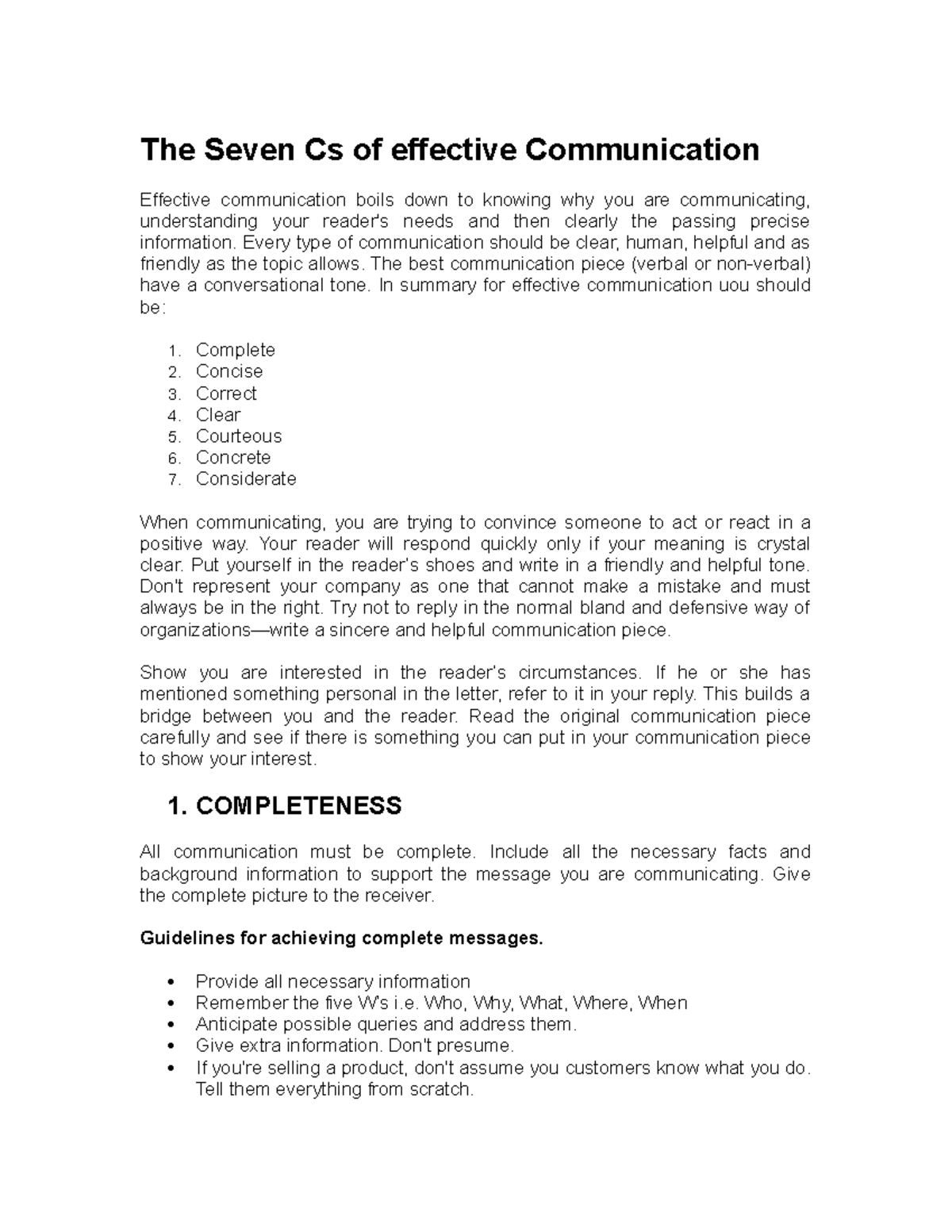 7 C's of communication - LECTURE NOTES - Communication Skills - CUI ...