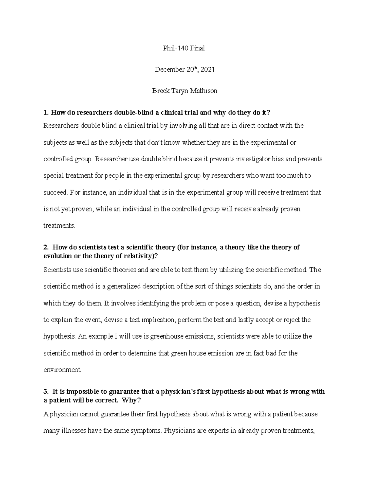 Phil-140 Final Exam - fjew fjkwd - Phil-140 Final December 20th, 2021 ...