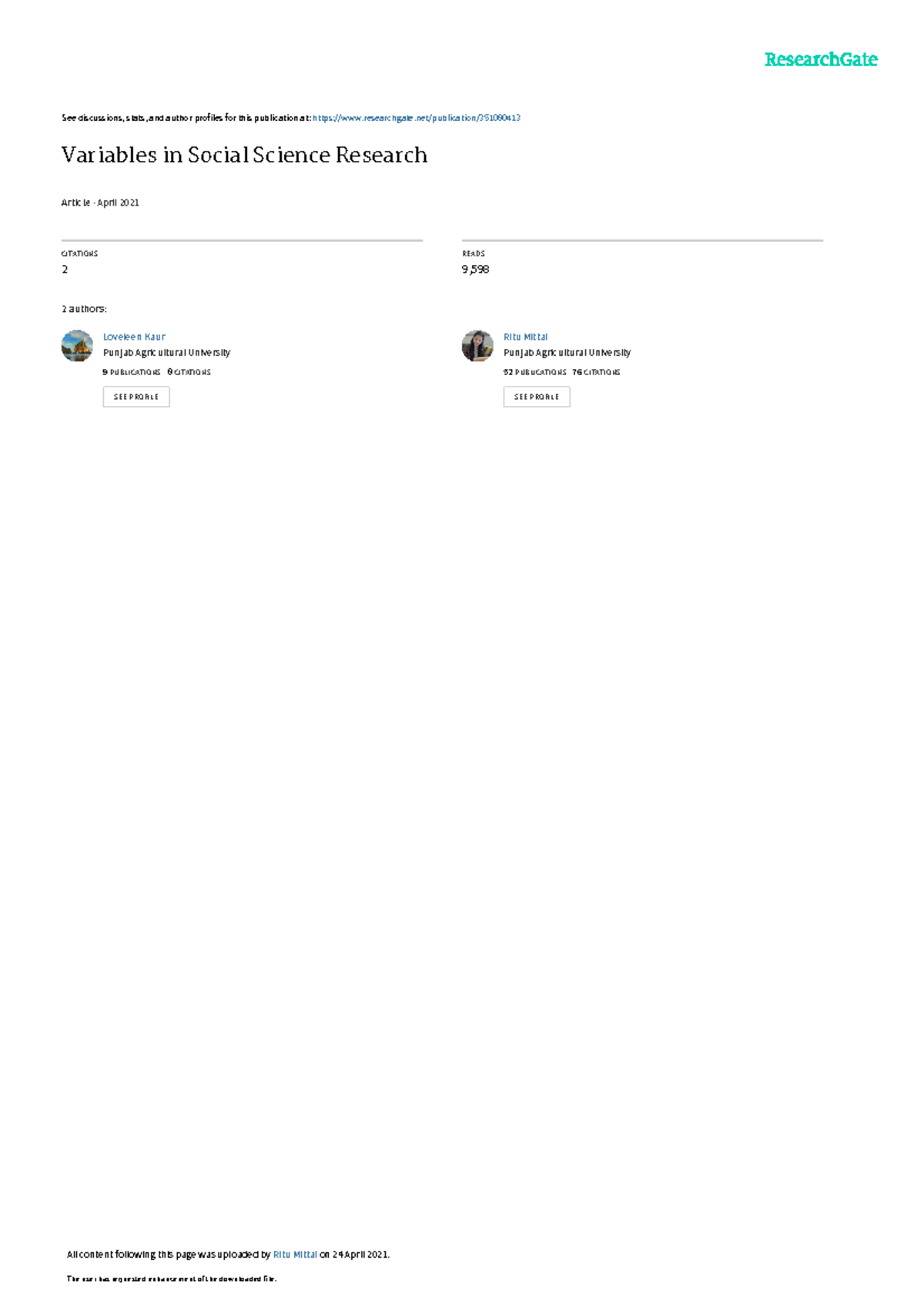 Variablesin Socialscienceresearch - See discussions, stats, and author ...