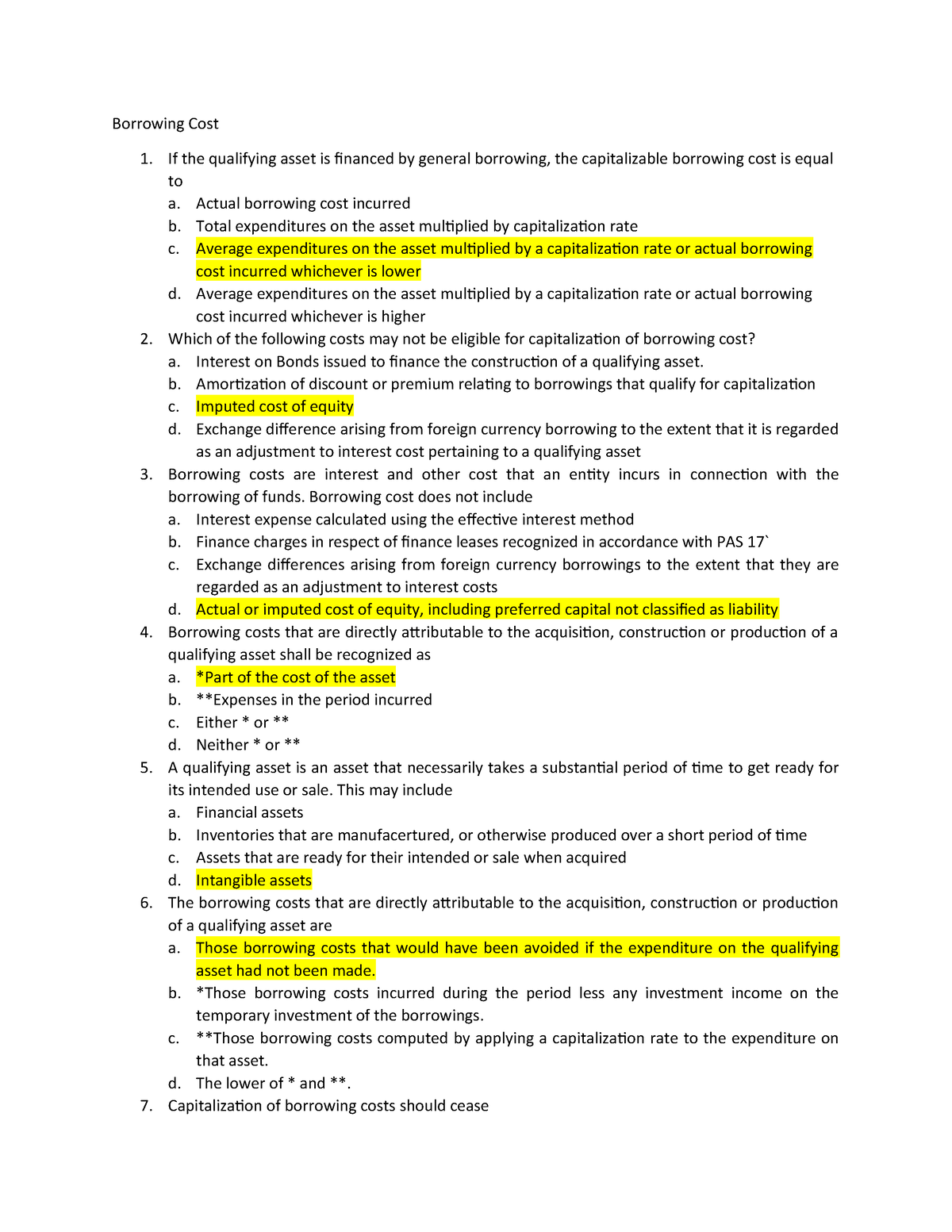 B - Resa - Borrowing Cost 1. If The Qualifying Asset Is Financed By ...