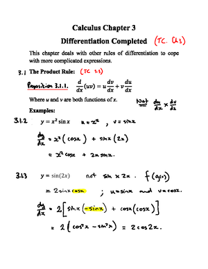 Calculus wk 6 lecture 2 notes - MATH1043 - Wits University - Studocu