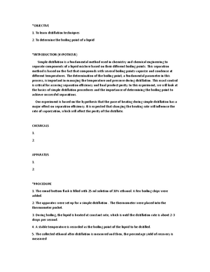 Lab Report : Distillation Techniques - LABORATORY REPORT ORGANIC ...