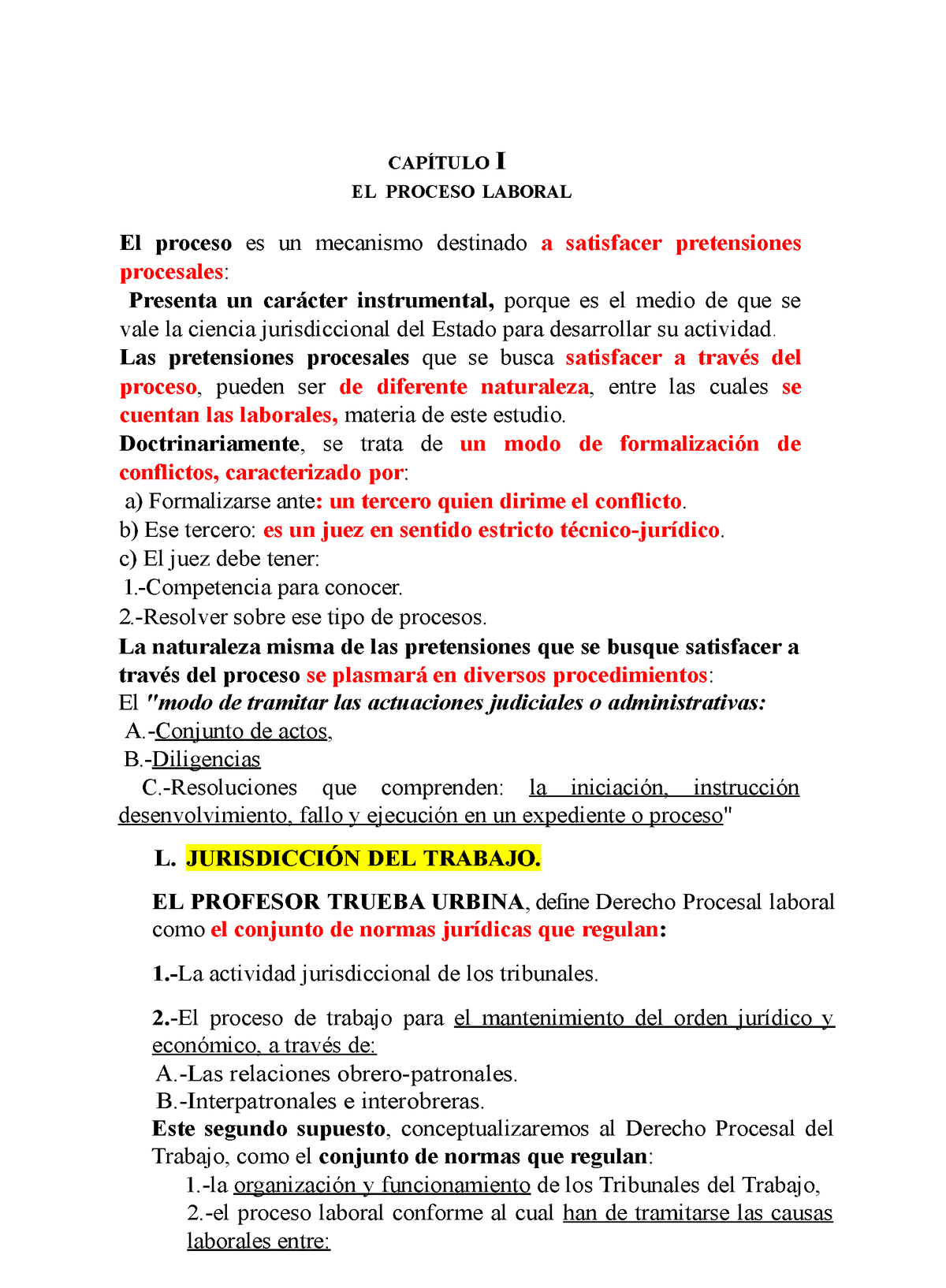 Resumen Laboral Capútulo 1 3 4 Y 6 ROSA Duran - CAPÍTULO I EL PROCESO ...