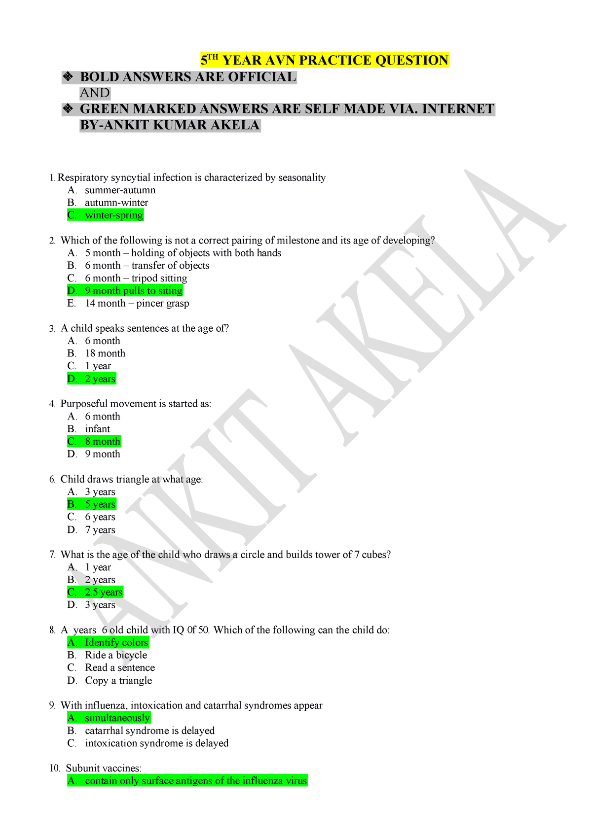 CopyExam questions 5th year 20232024 BY Ankit Akela 5 TH YEAR AVN