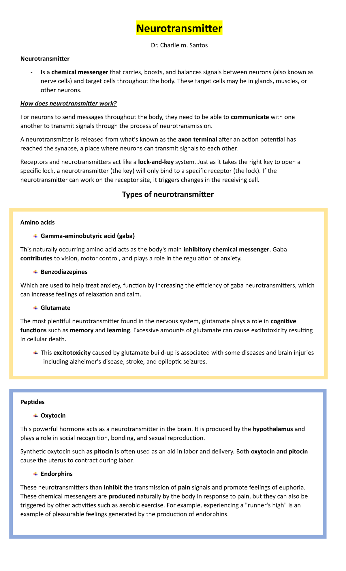 Nuerotransmitter - Biopsychology/Physiology - Neurotransmitter Dr ...