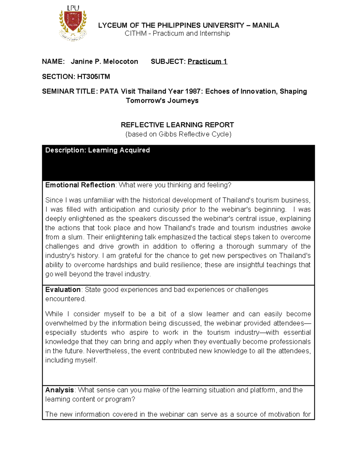 Reflection Paper 2 - LYCEUM OF THE PHILIPPINES UNIVERSITY – MANILA ...