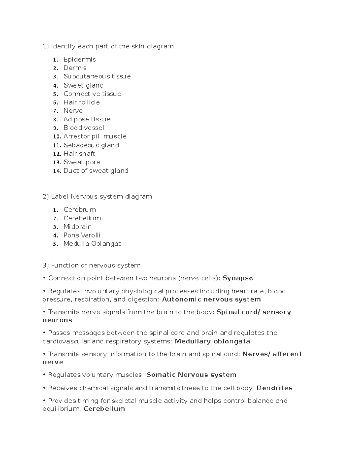 Hltaap 002 - Exam Part 2 - Identify each part of the skin diagram ...