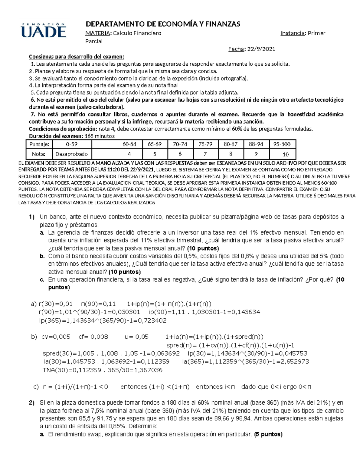 1er Parcial Calculo Fciero 2C 2021 (con Rta) - DEPARTAMENTO DE ECONOMÍA ...