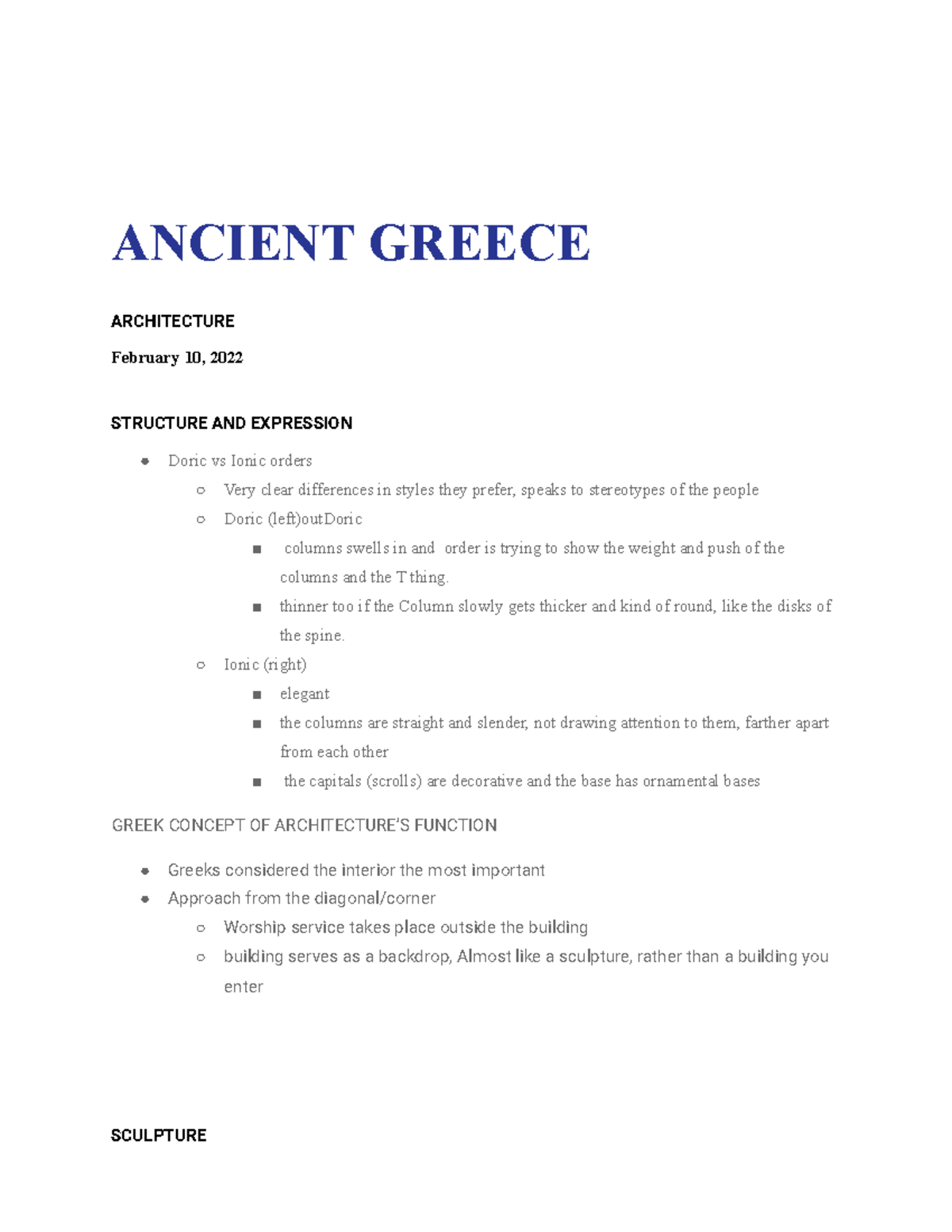 ARTS1303 Ancient Greece to Roman - ANCIENT GREECE ARCHITECTURE February ...