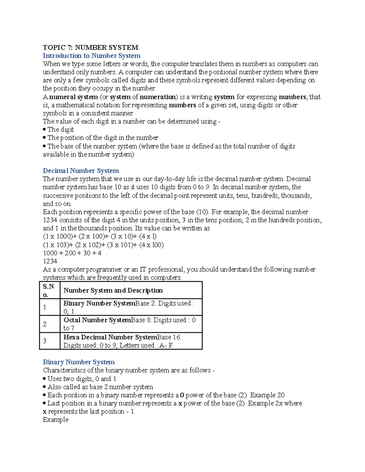 Basic electronics topic 7 - TOPIC 7: NUMBER SYSTEM Introduction to ...