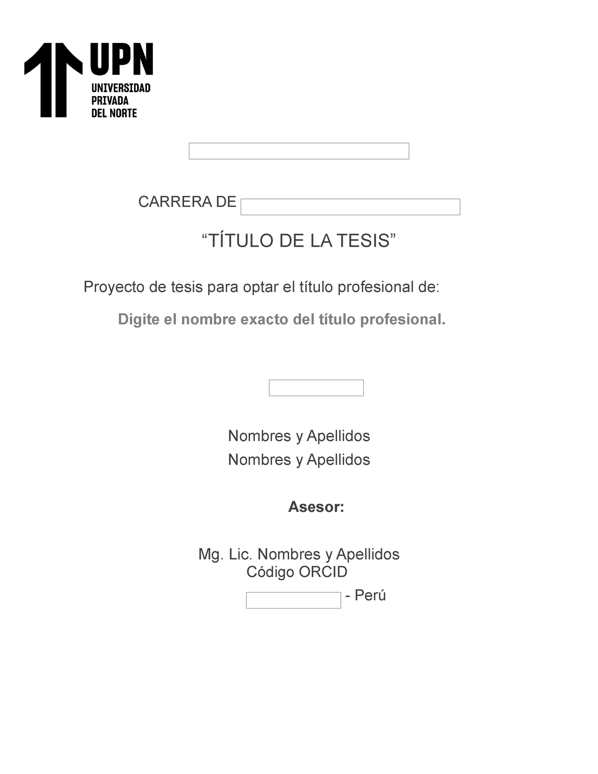 INVE - Bueno - CARRERA DE “TÍTULO DE LA TESIS” Proyecto De Tesis Para ...