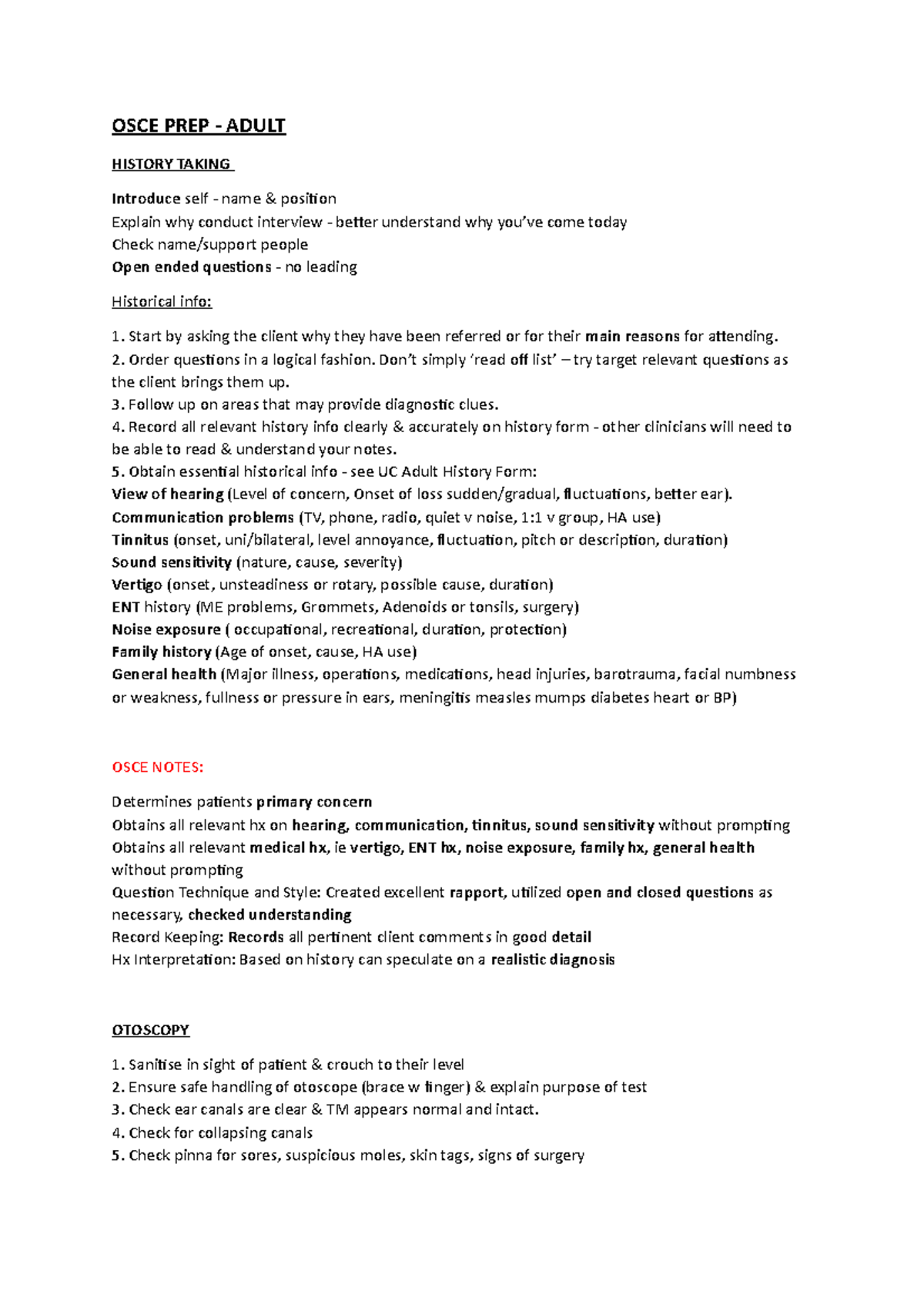 OSCE Preparation - OSCE PREP - ADULT HISTORY TAKING Introduce self ...
