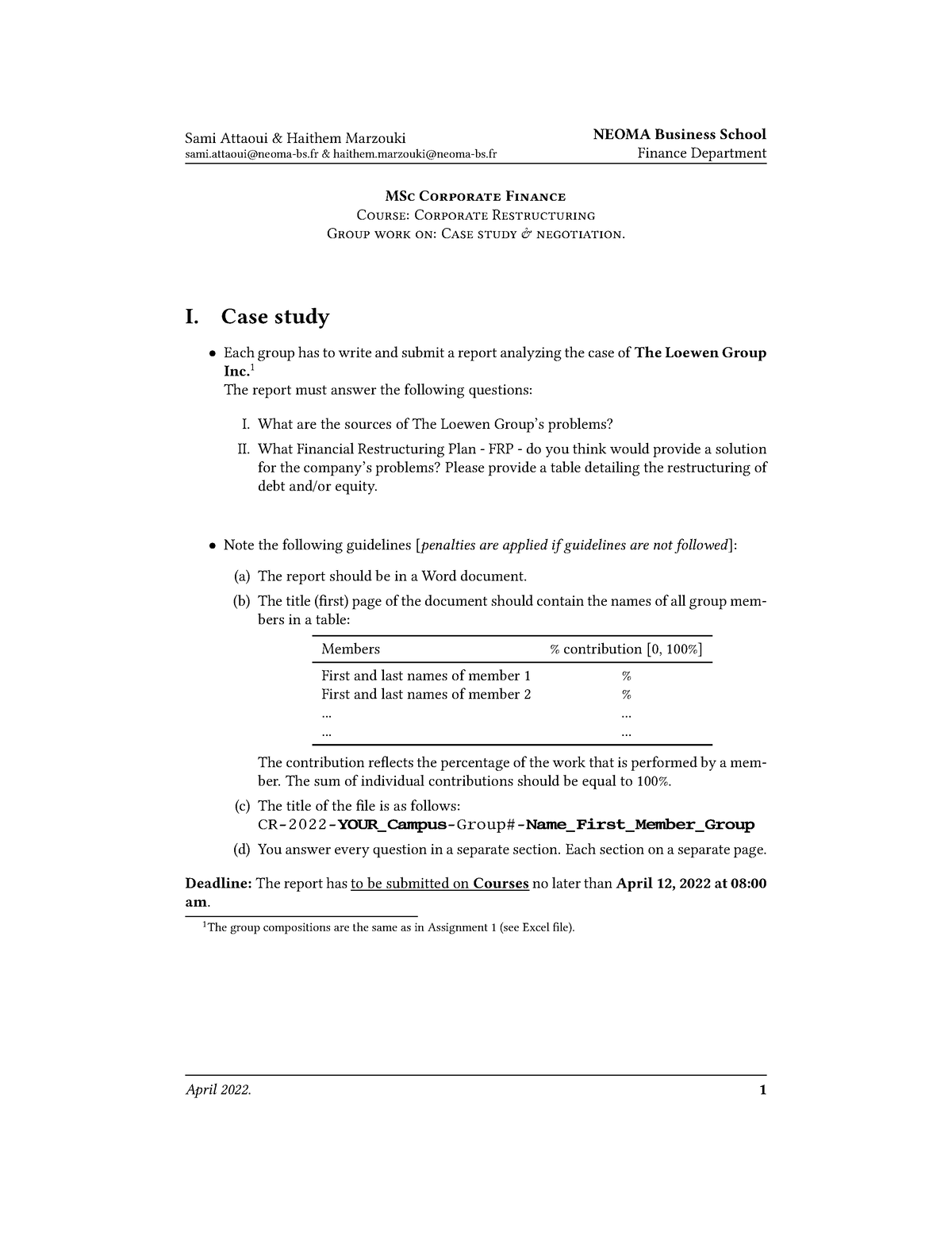 corporate restructuring case study