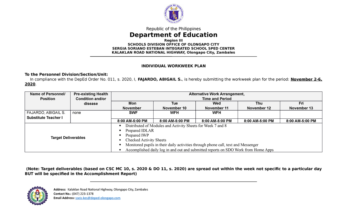 Fajardoabigail IWAR NOV WEEK3 - Republic of the Philippines Department ...