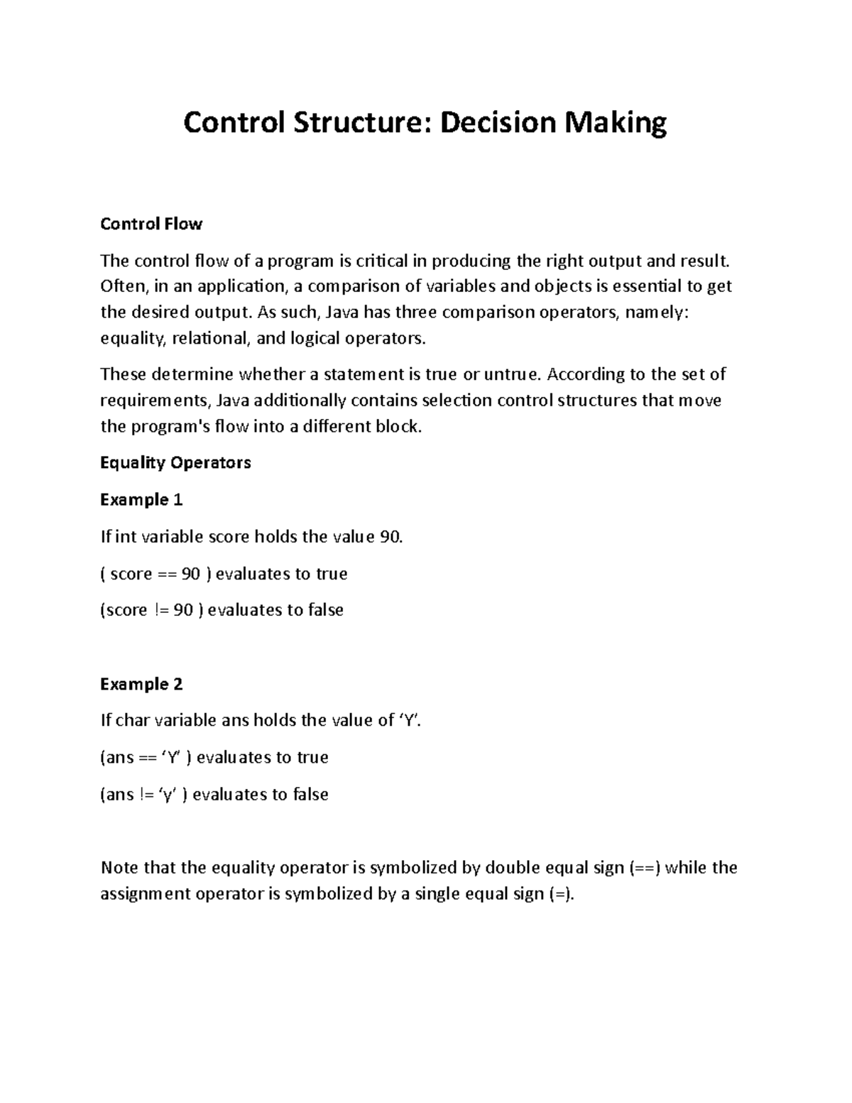 Decision Makin in programming - Control Structure: Decision Making ...