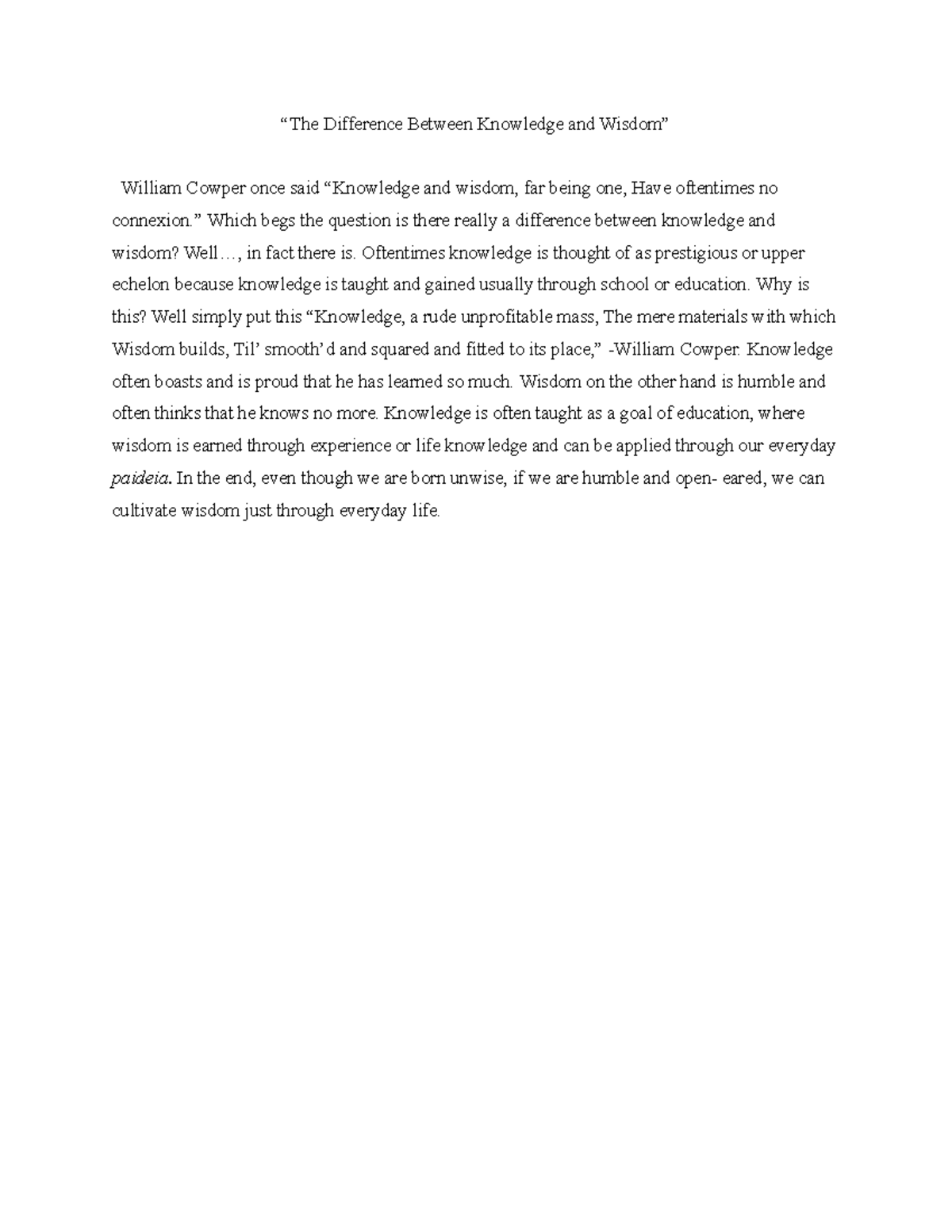 “The Difference Between Knowledge and Wisdom”-2 - “The Difference ...