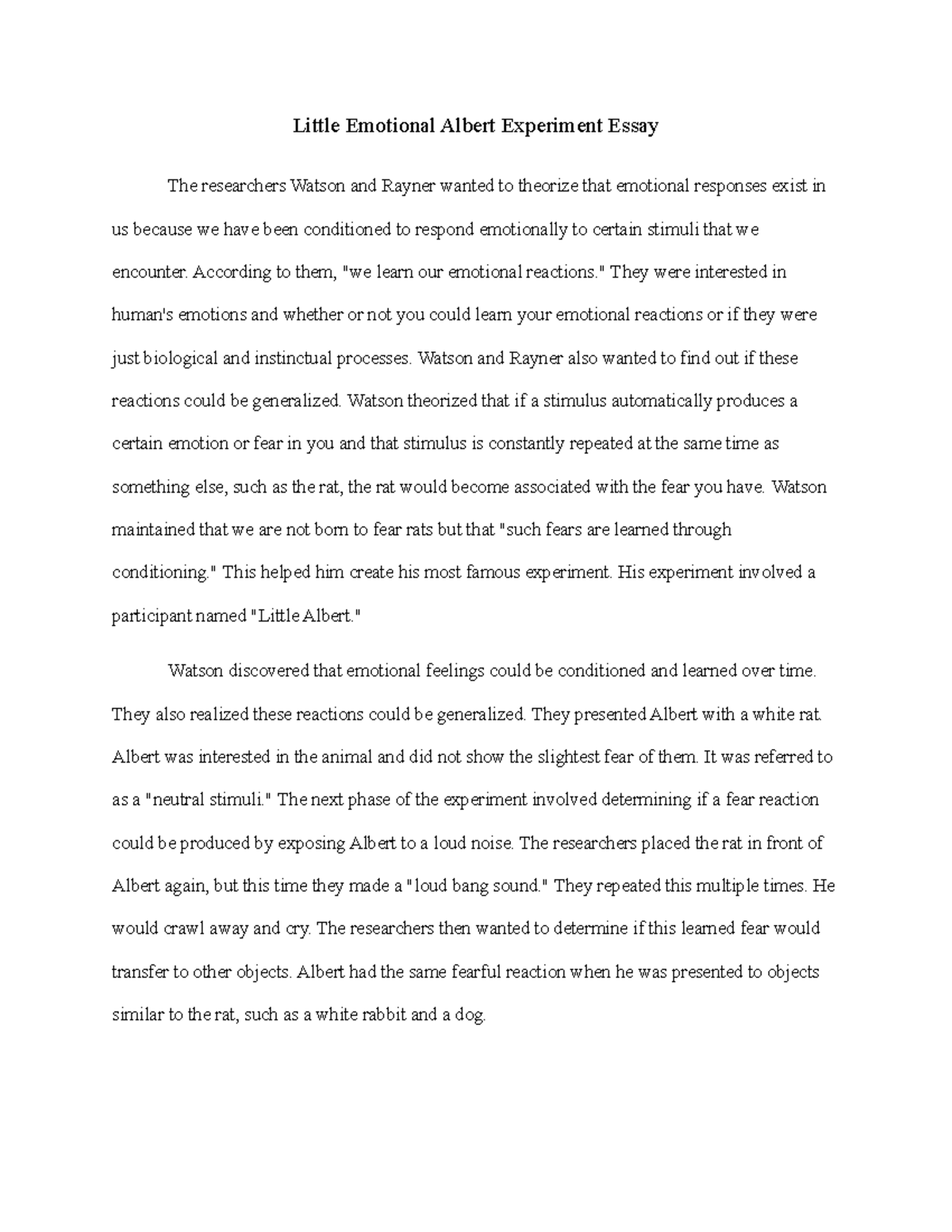 Little albert experiment strengths and weaknesses picture