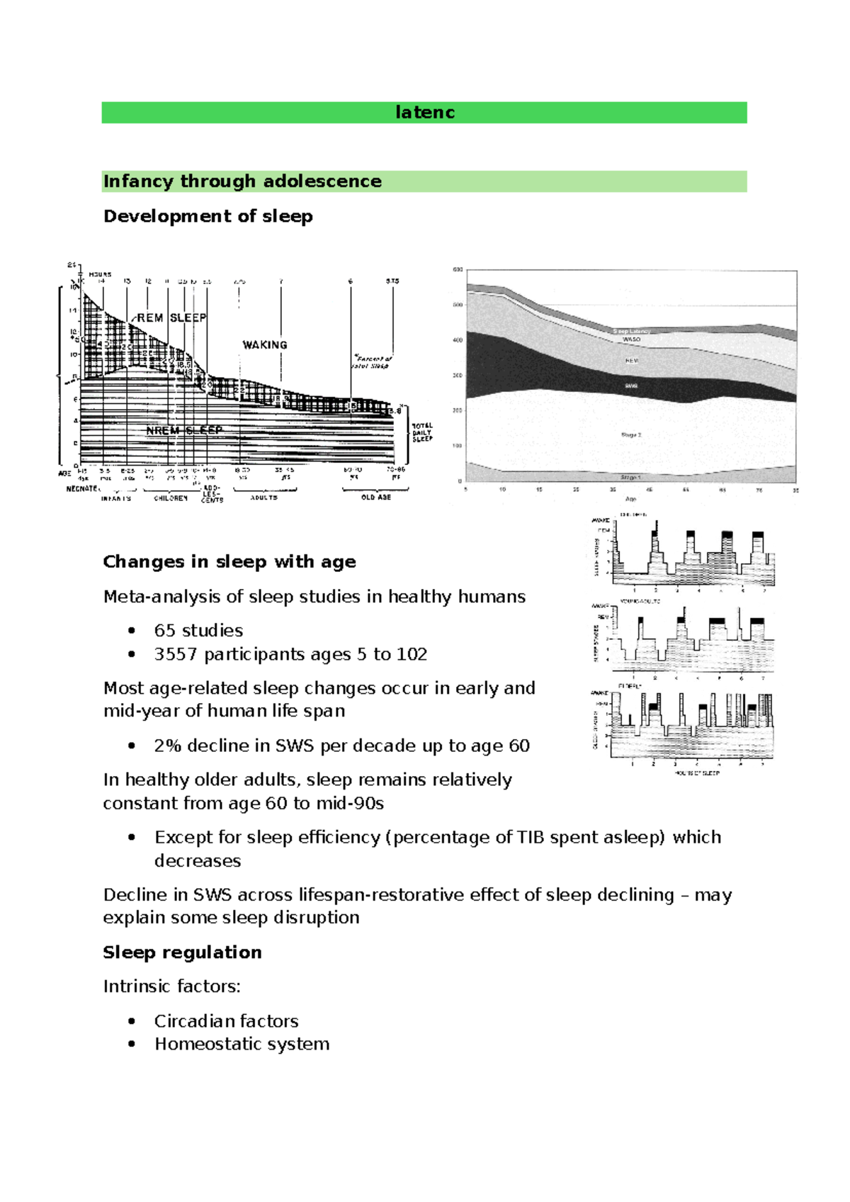 Psychophysiology of sleep – Sleep and development Part 2 Week 5 ...