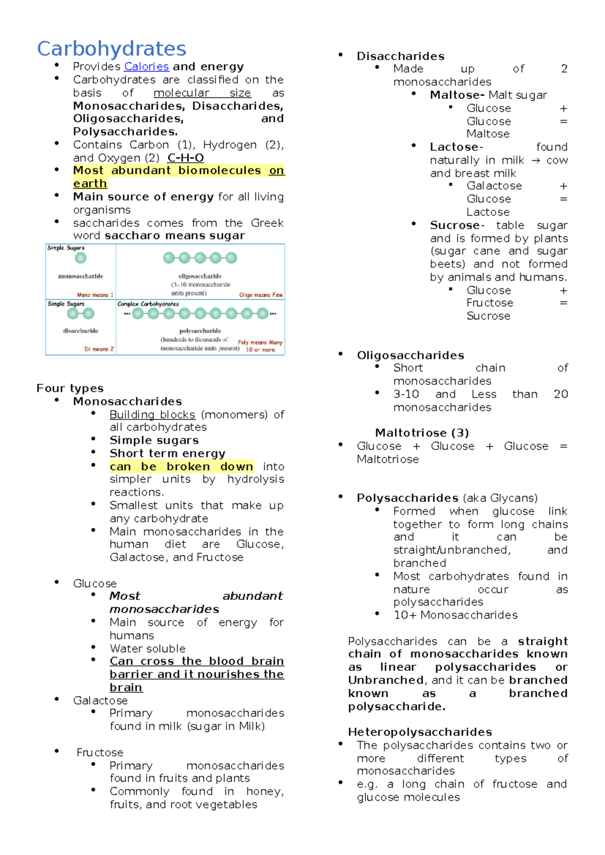 Carbohydrates - BIOCHEMISTRY - Carbohydrates Provides Calories and ...