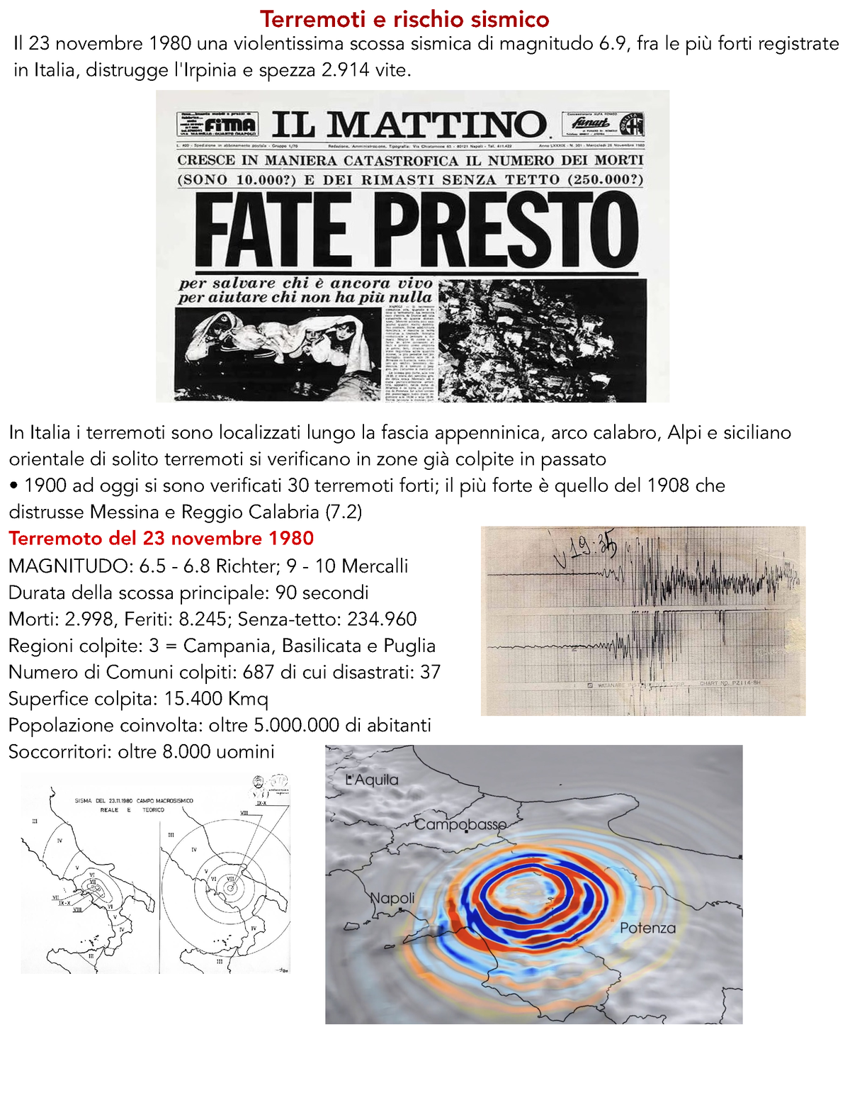 Geologia Appunti 2 Terremoti E Rischio Sismico Il 23 Novembre 1980 Una Violentissima Scossa 9386