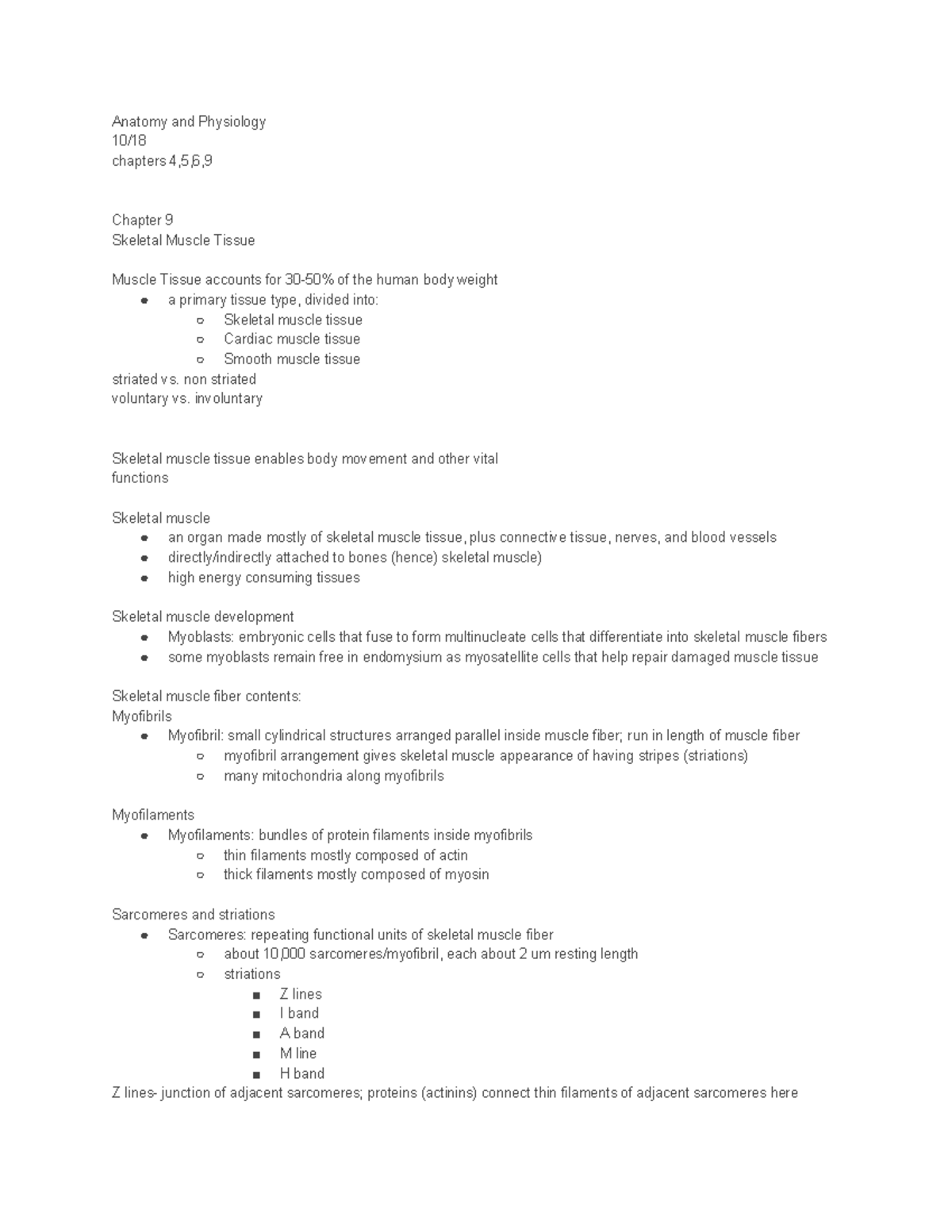 Anatomy and Physiology Skeletal Muscle Tissue - Anatomy and Physiology ...