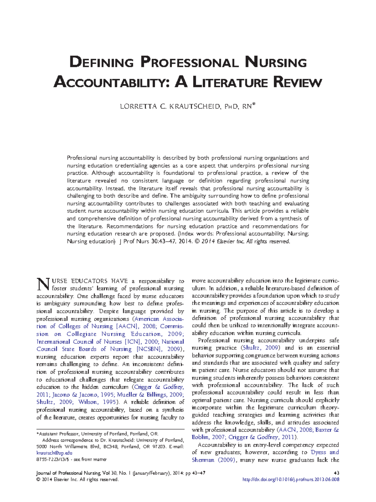 accountability nursing essay