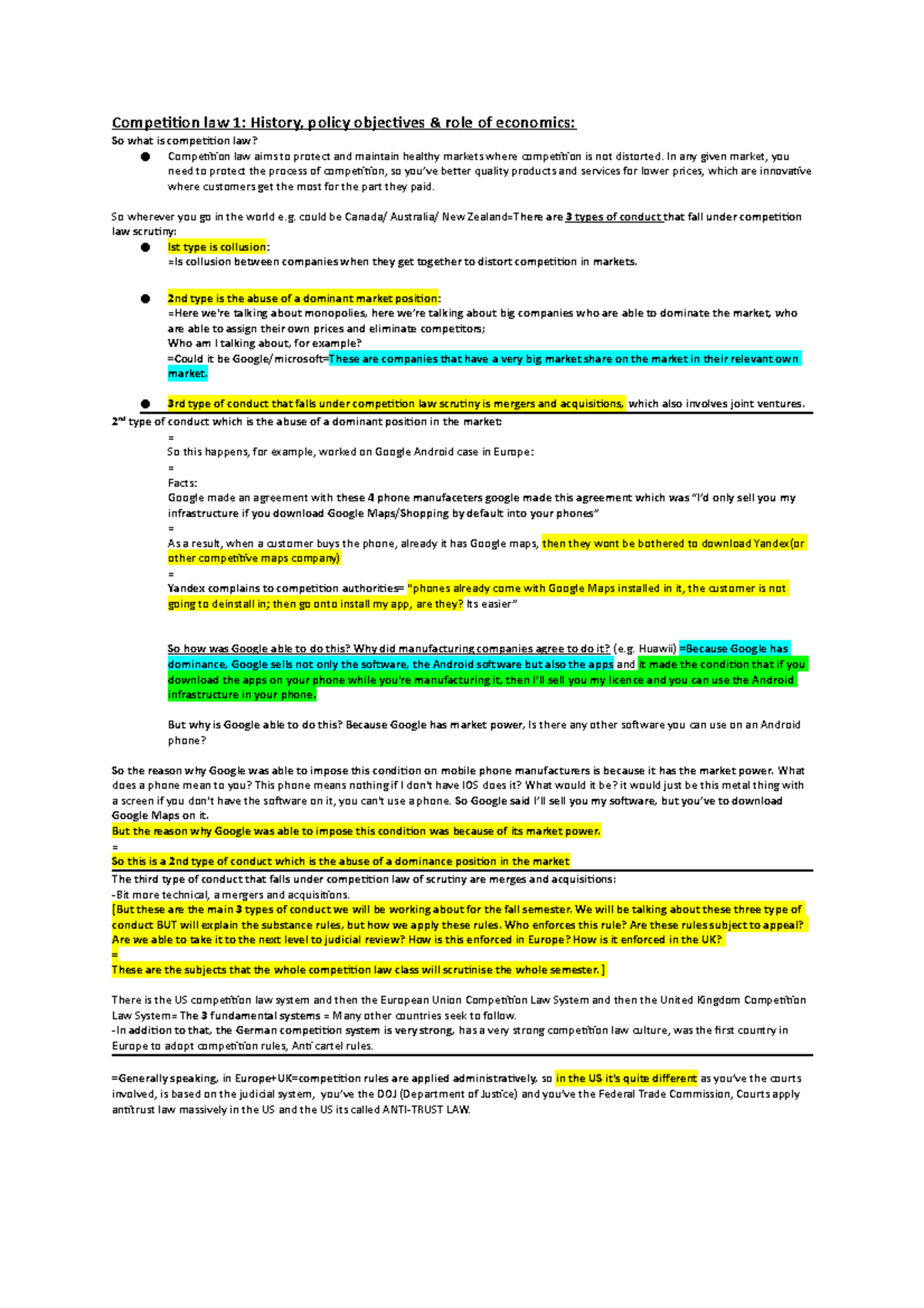 competition-law-lecture-1-notes-competition-law-1-history-policy