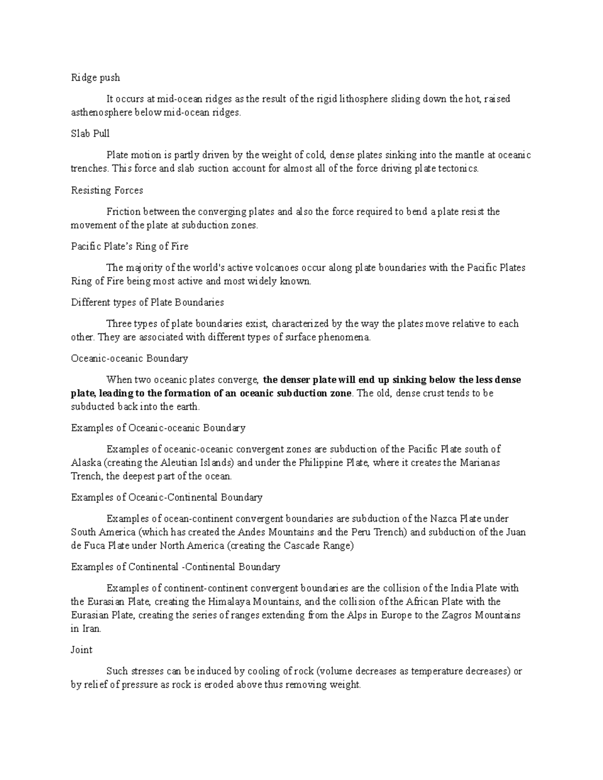 Script - Earth Science - Ridge push It occurs at mid-ocean ridges as ...