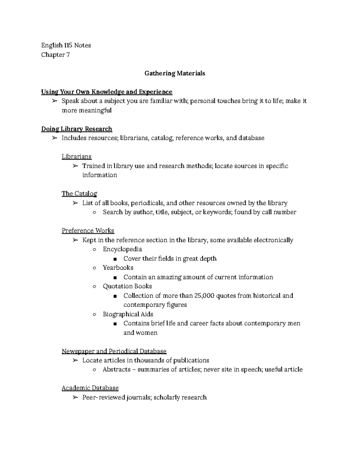 English 115 Notes Chapter 7 Gathering Material - English 115 Notes ...