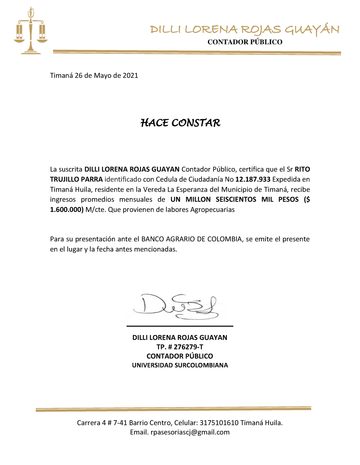 Formato Modelo Certificado De Ingresos Contador Publi 5190