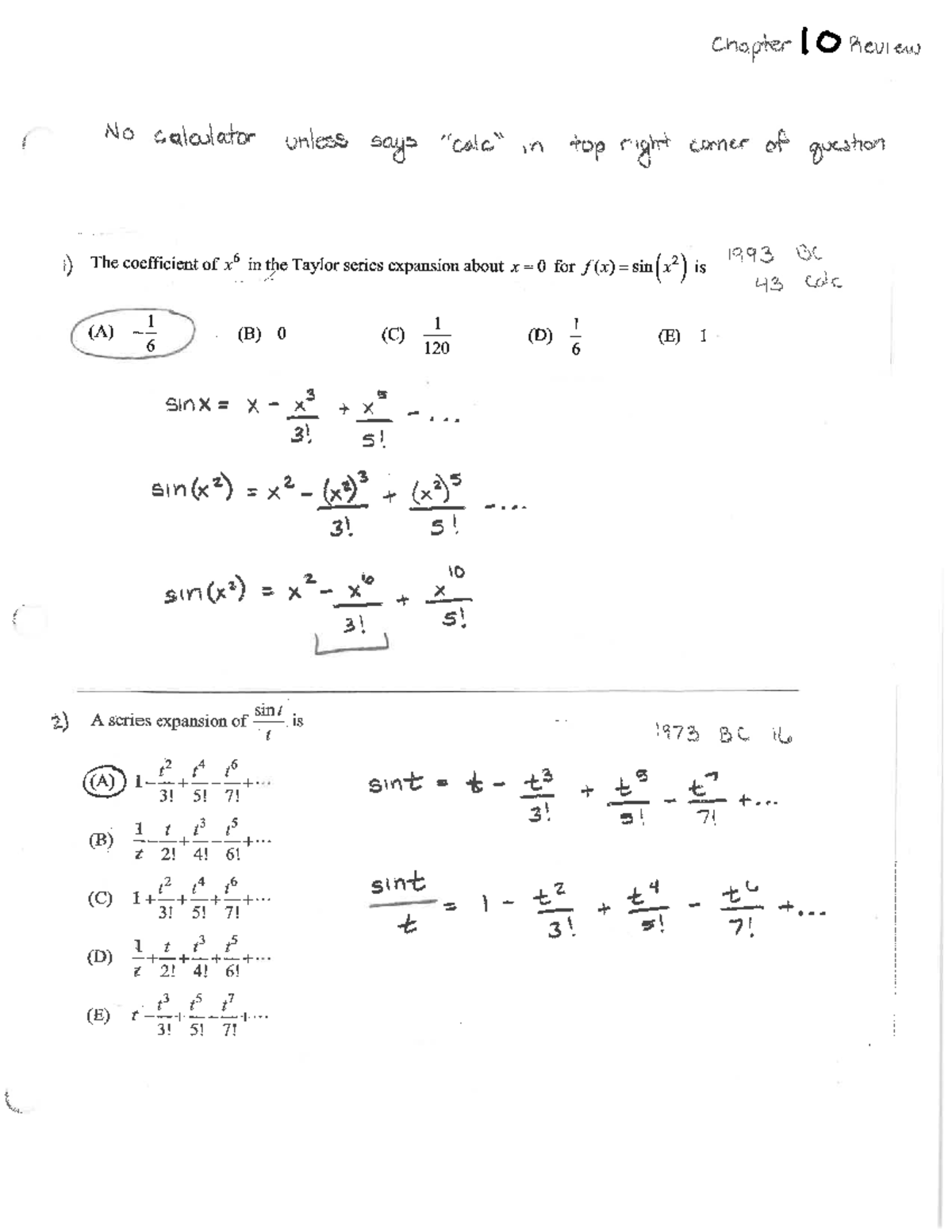 Review chapter 10 key - A key - Chapter l 0 Review No calculator unless ...