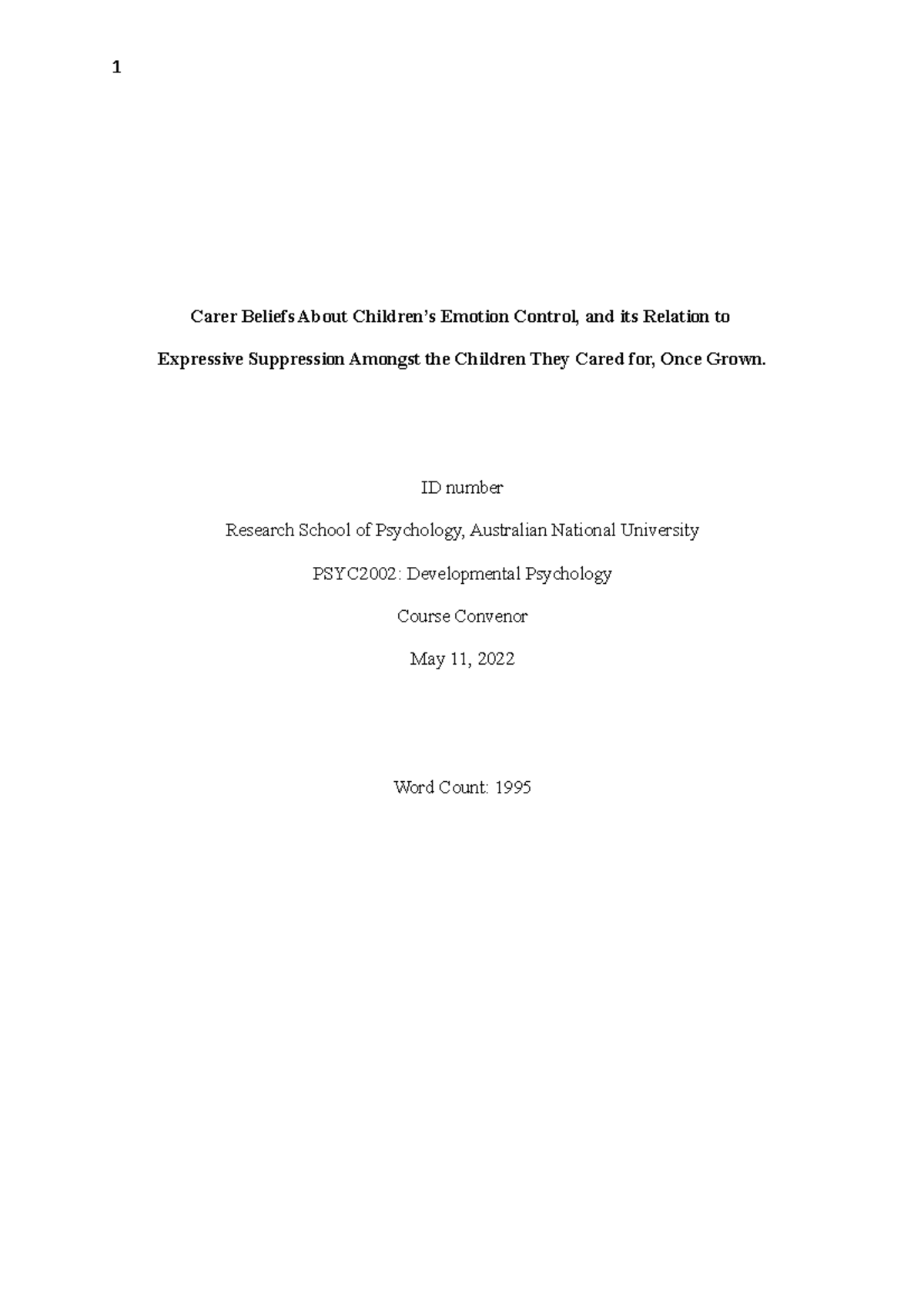 psyc2002-lab-report-carer-beliefs-about-children-s-emotion-control