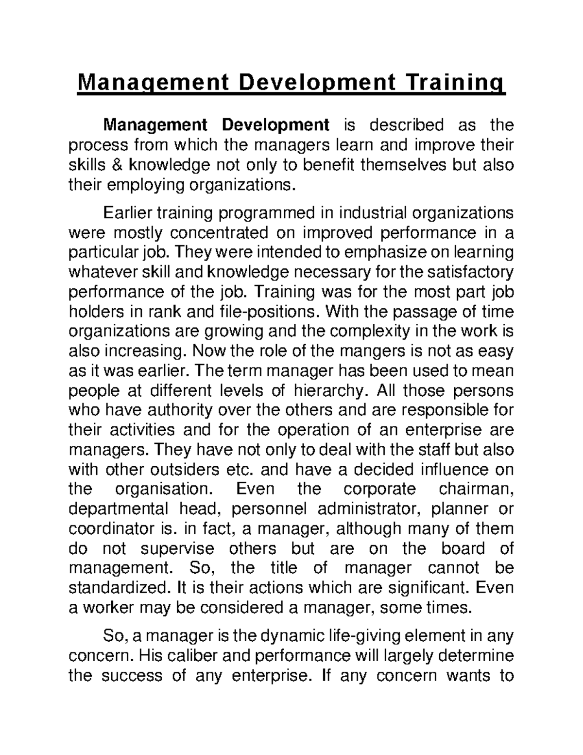 Management Development Training - Management Development Training ...