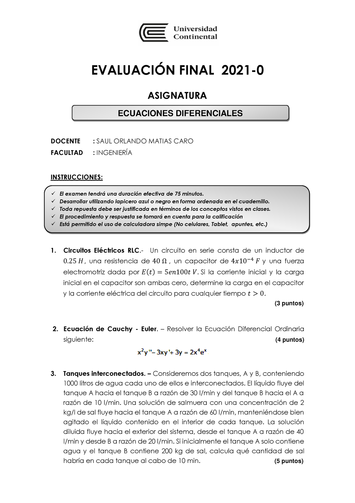 Examen Final A - Solucionario - EVALUACI”N FINAL 2021- ASIGNATURA ...