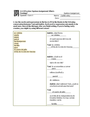 1.1.10 Practice - Written Assignment (Practice) - I. Fill in each blank ...