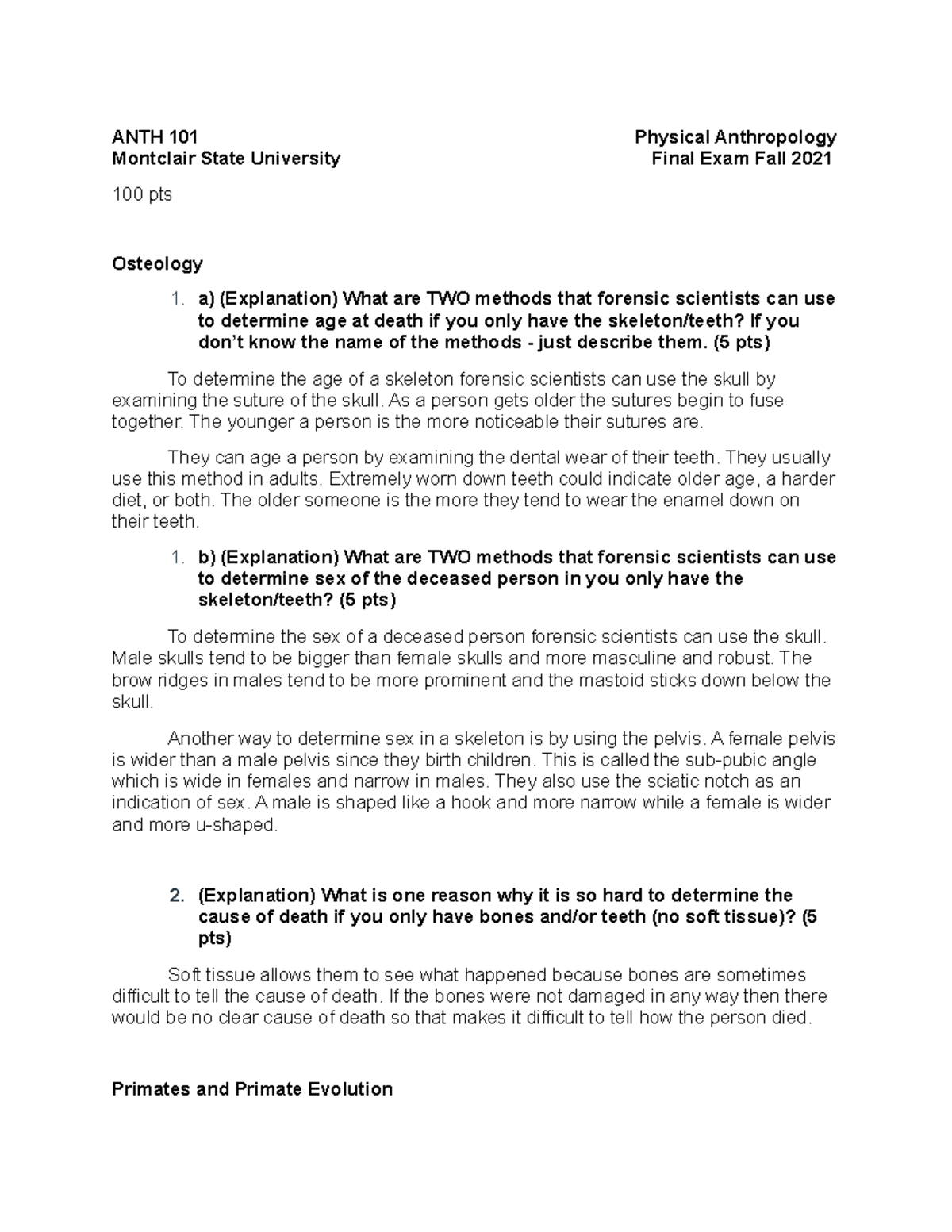 Anth 101 Physical Anthropology Final Exam Fall 2021 Anth 101 Physical Anthropology Montclair Anth 101 Physical Anthropology Final Exam Fall 2021 Anth 101 Physical Anthropology Montclair