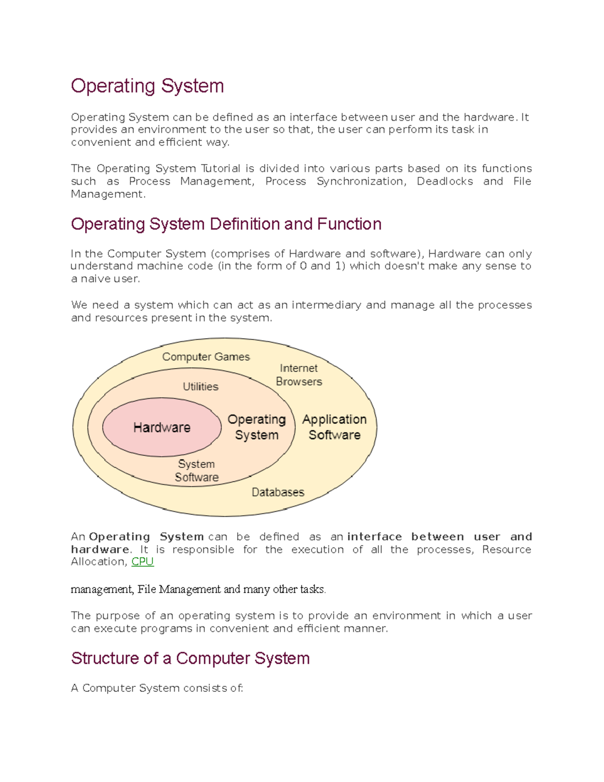 Os - Notes For Operating System - Operating System Operating System Can ...