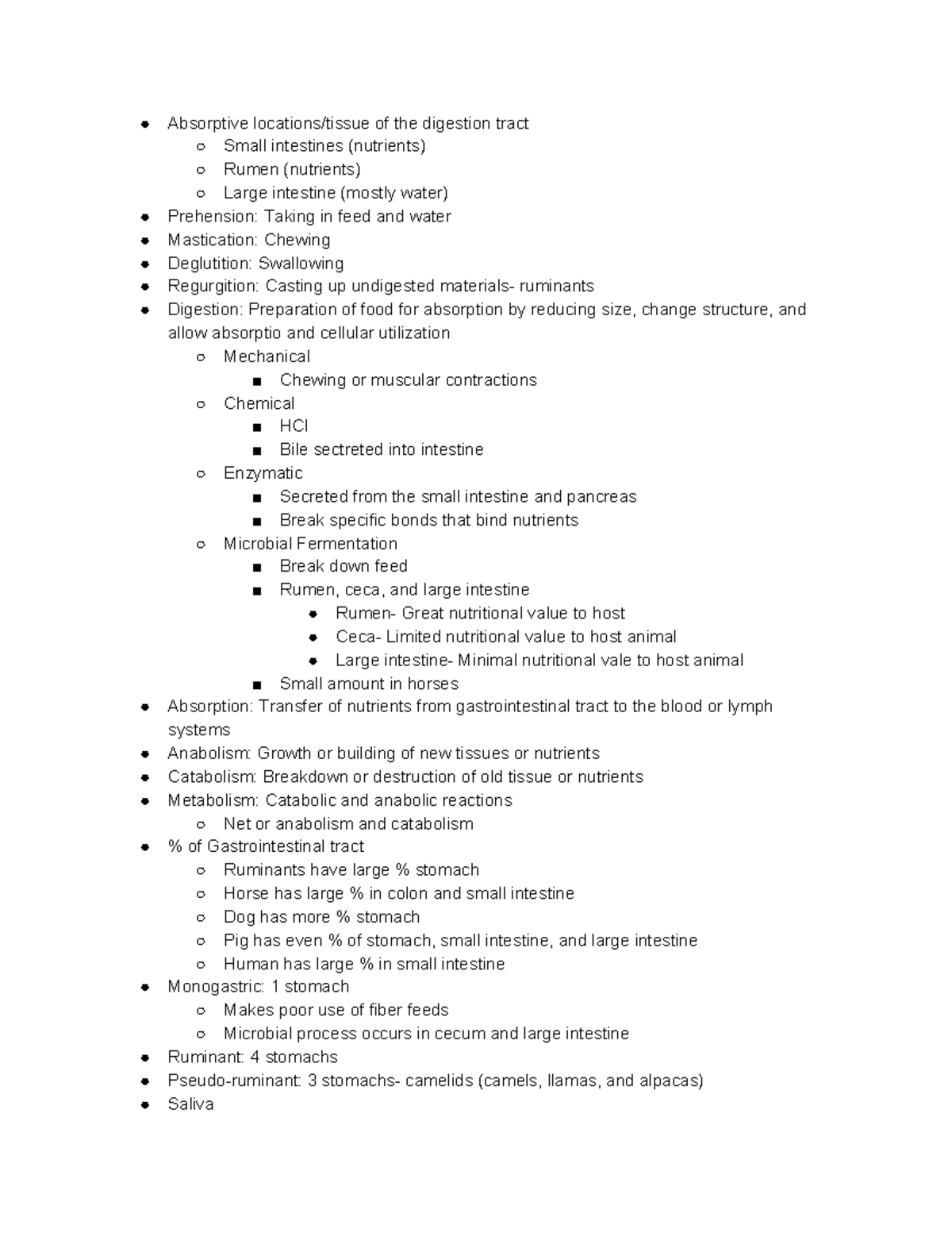 Lecture 3 Digestive Systems Monogastric-2 - Absorptive Locations Tissue 