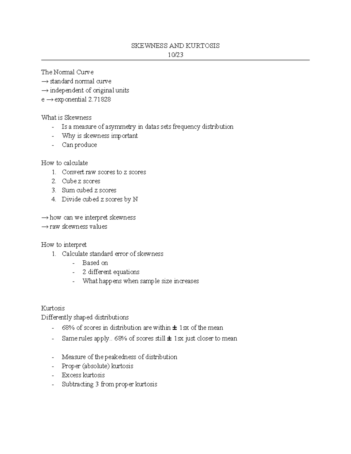 Skweness and Kurtosis - SKEWNESS AND KURTOSIS 10/ The Normal Curve → ...