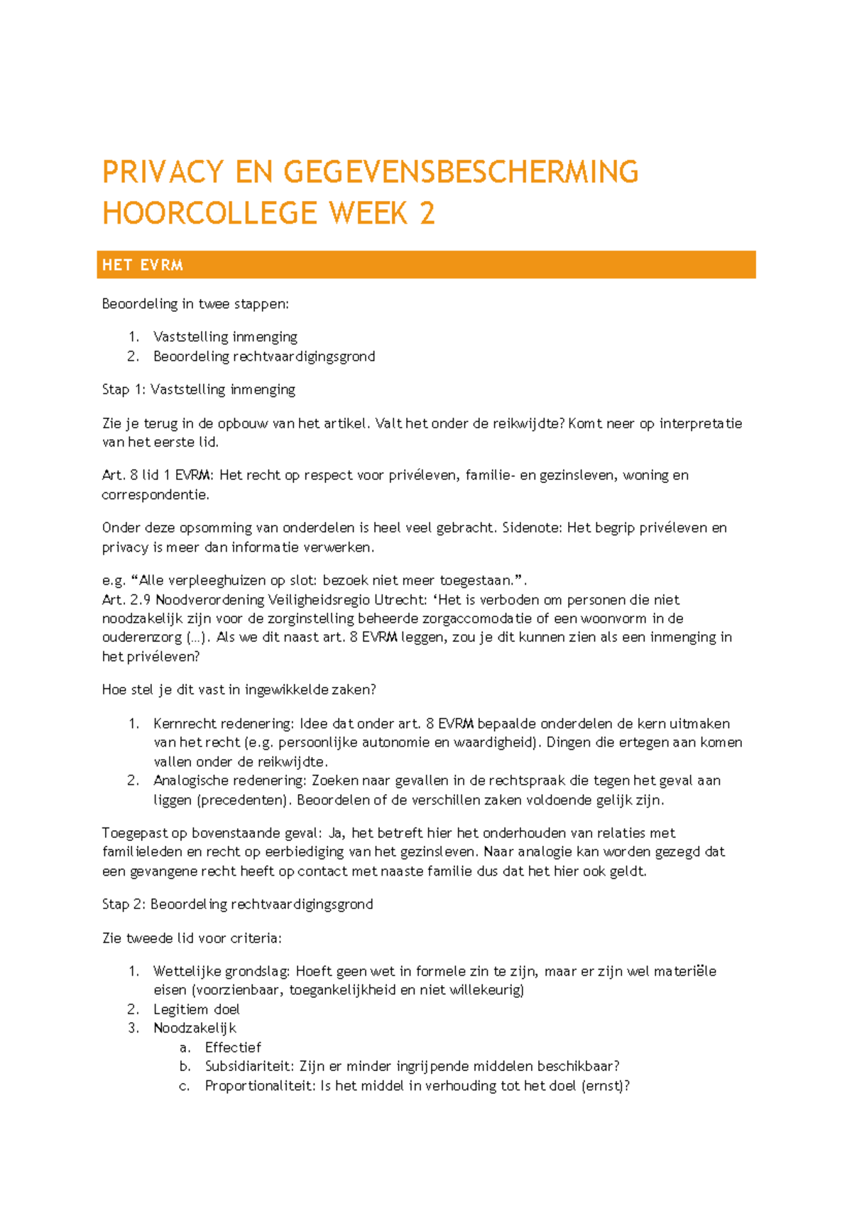 Privacy En Gegevensbescherming Hoorcollege Week 2 Privacy En