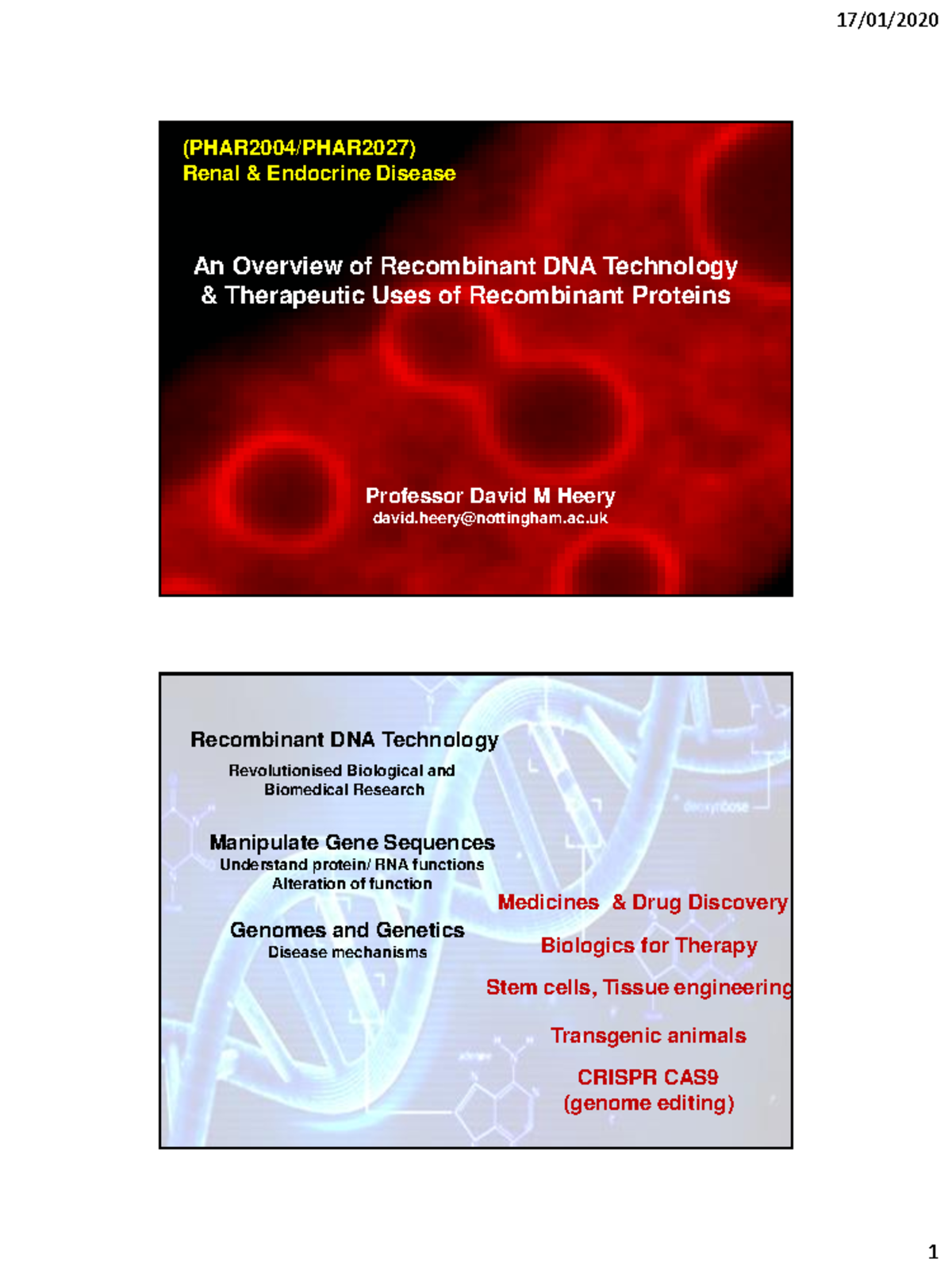 Proteins 12 2020 Professor David M Heery david