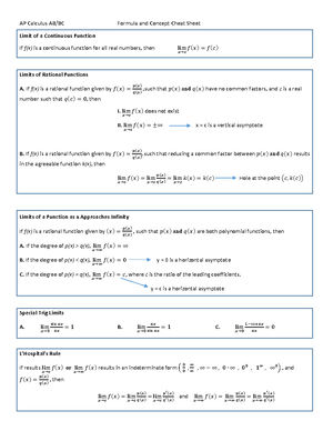 5 properties of limits - CHEAT SHEET - MAT 271 - Studocu