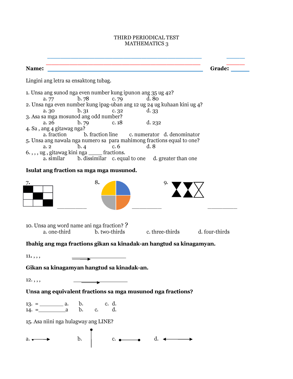 Third Periodical TEST - Math 3 - THIRD PERIODICAL TEST MATHEMATICS 3 ...