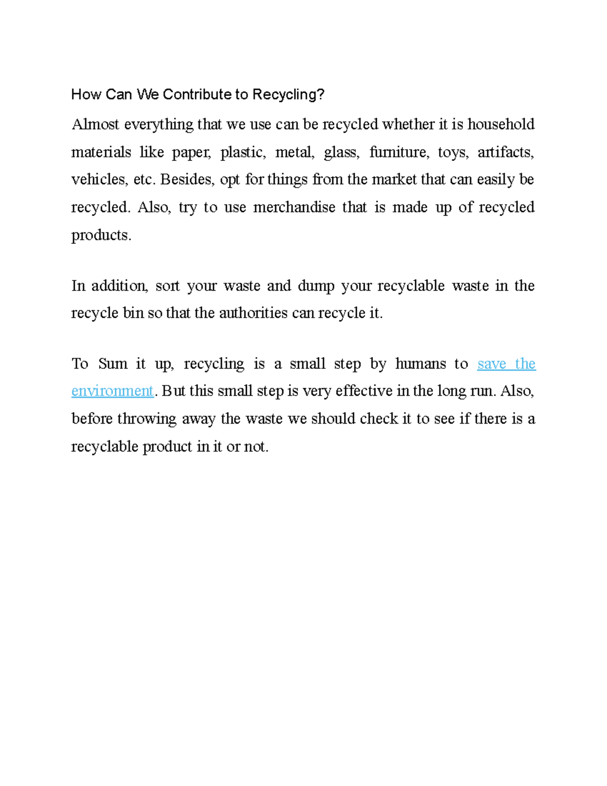 How Can We Contribute to Recycling - How Can We Contribute to Recycling ...
