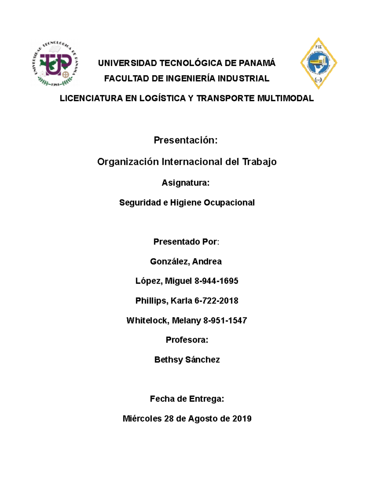 OIT - homeworks - UNIVERSIDAD TECNOLÓGICA DE PANAMÁ FACULTAD DE ...