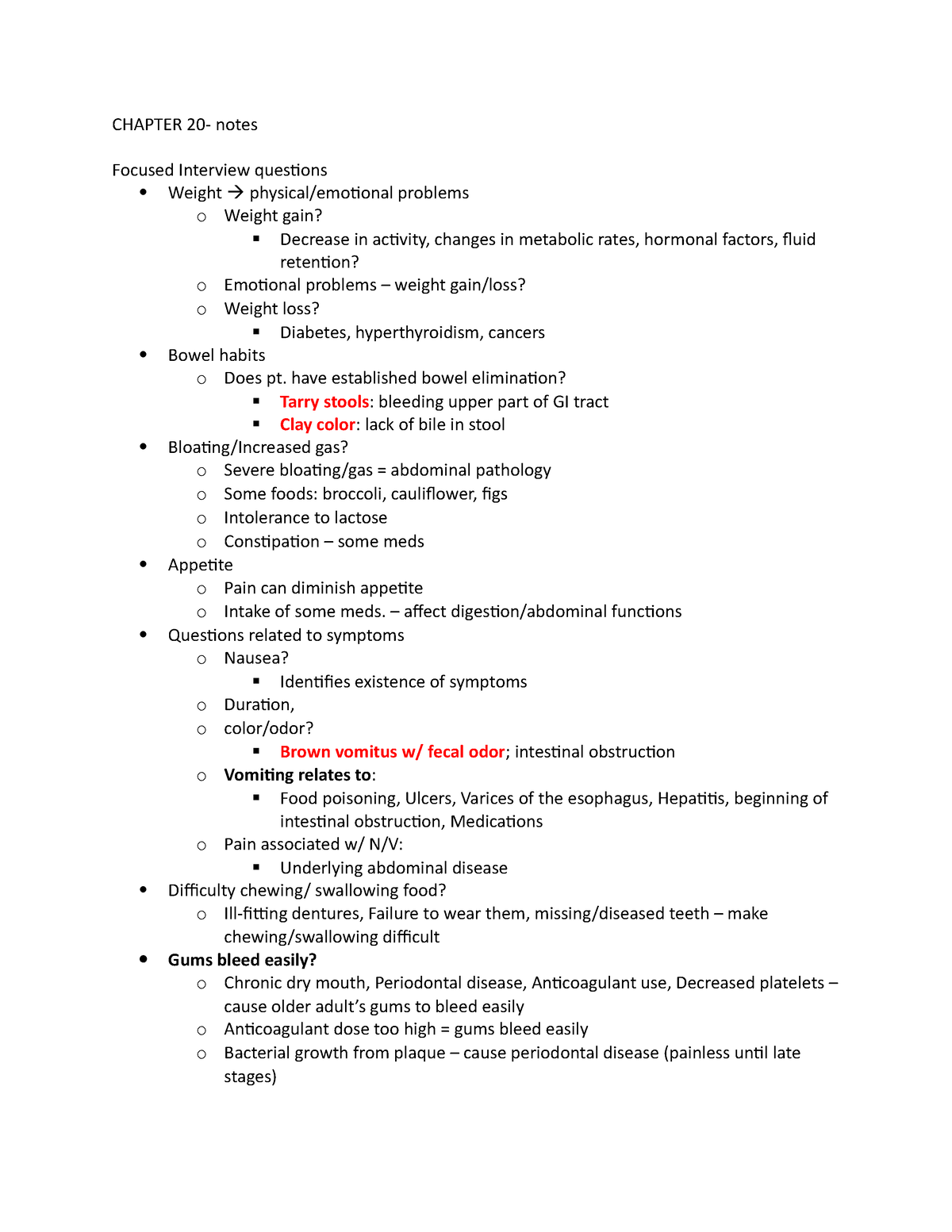 Chapter 20 - lecture notes that i took in class. lecture class notes ...