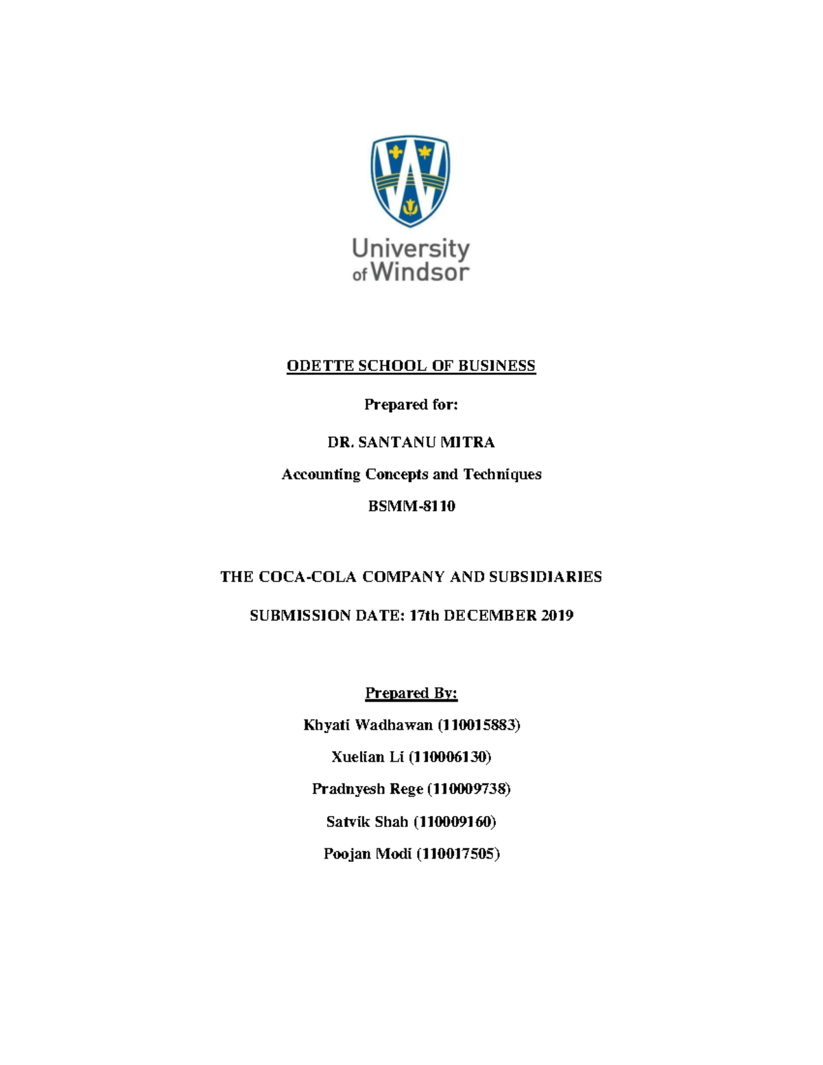 Accounts Final Draft 1.pdf - ODETTE SCHOOL OF BUSINESS Prepared for ...