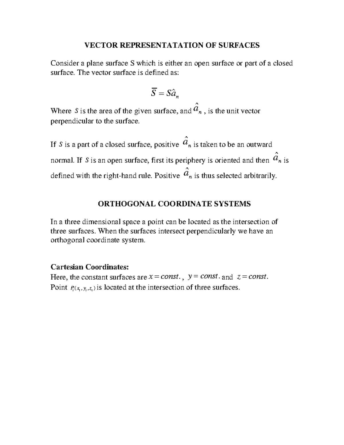 Vector Representatation OF Surface 1 - VECTOR REPRESENTATATION OF ...